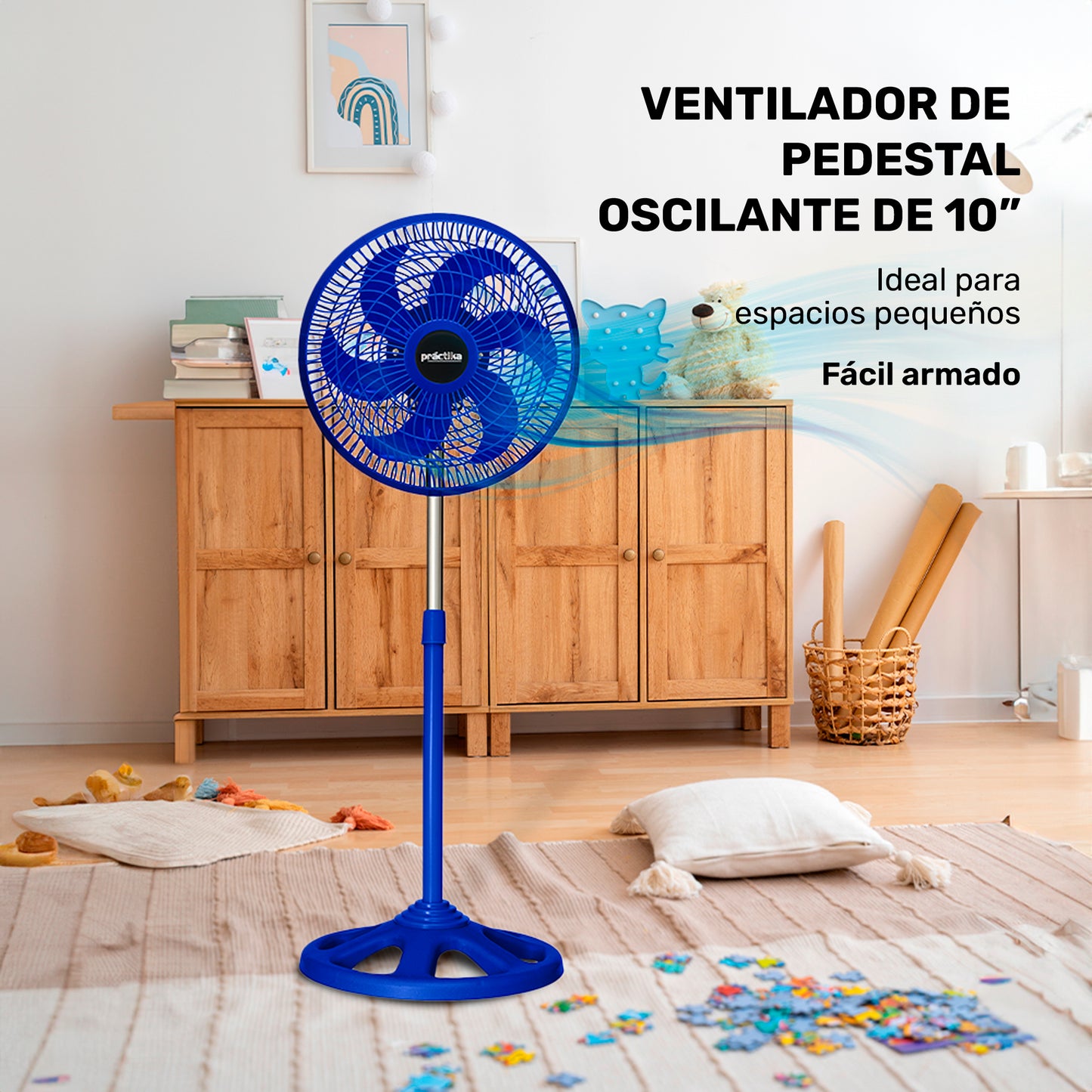 Ventilador de pedestal de 10" Negro