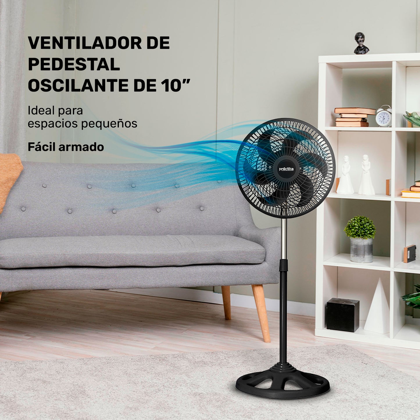 Ventilador de pedestal de 10" Negro