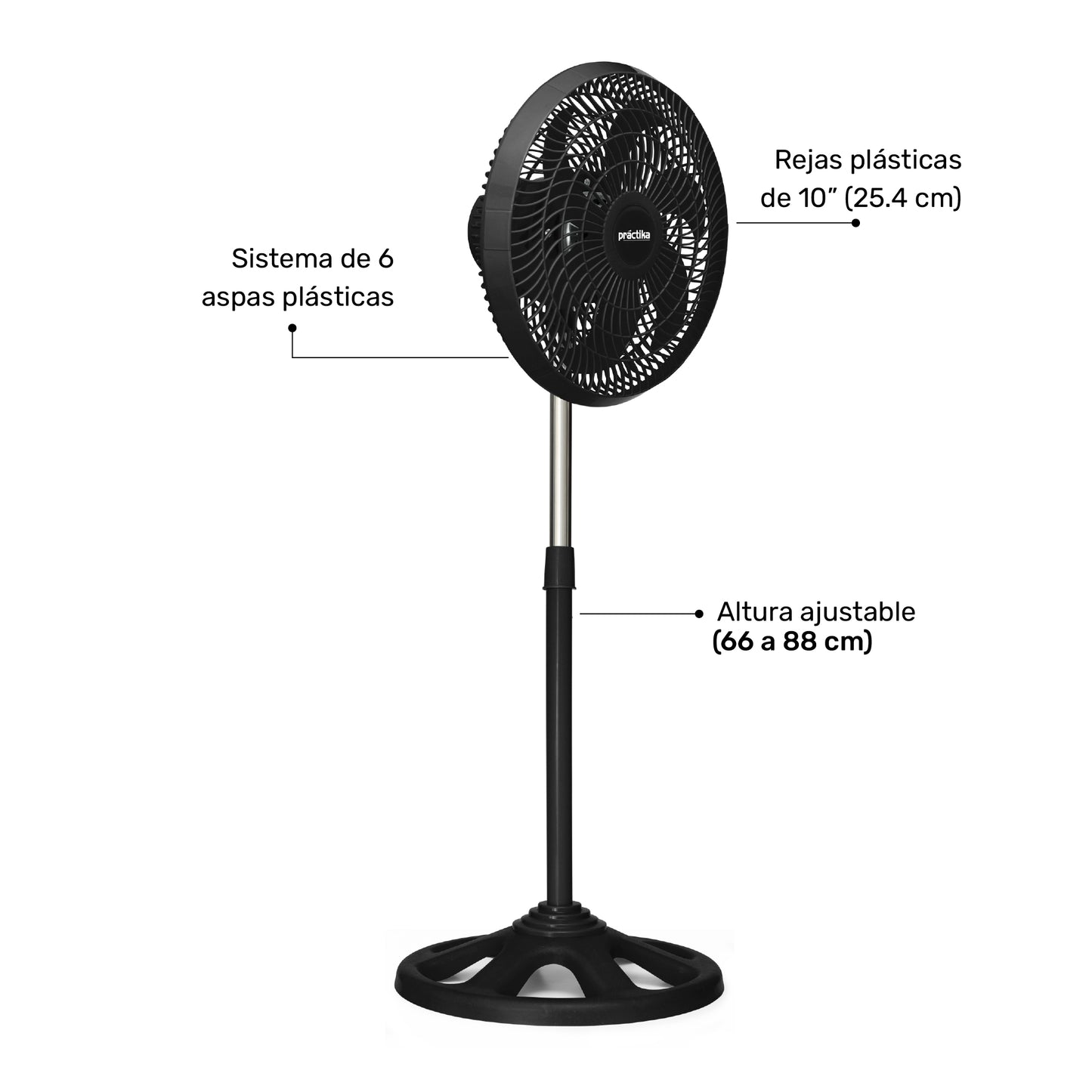 Ventilador de pedestal de 10" Negro