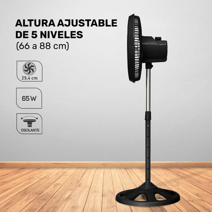 Ventilador de pedestal de 10" Negro