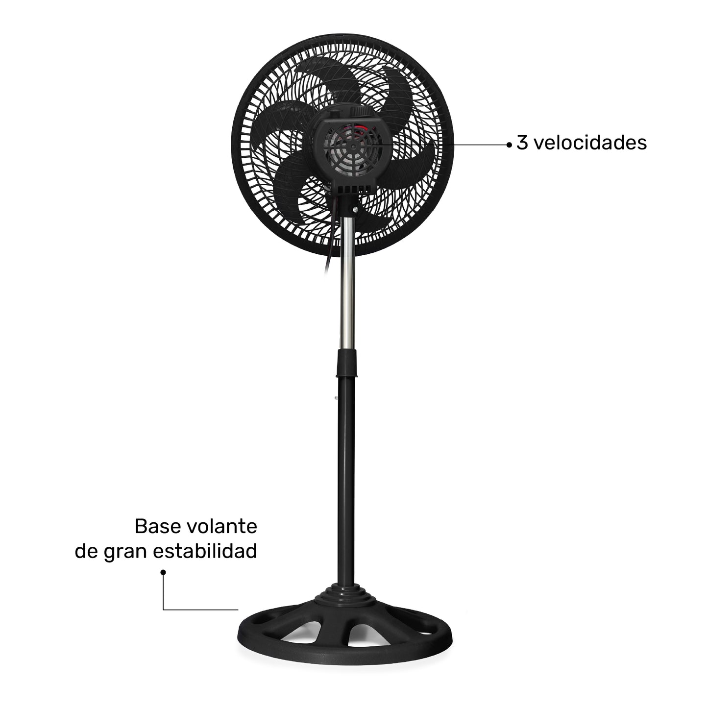 Ventilador de pedestal de 10" Negro