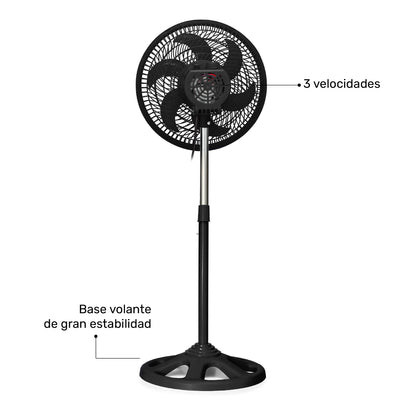 Ventilador de pedestal de 10" Negro